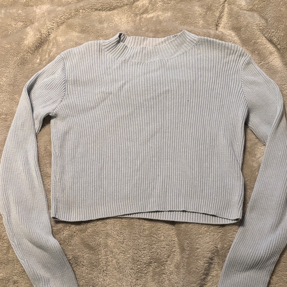PacSun Light Blue Ribbed Crew Neck Sweater